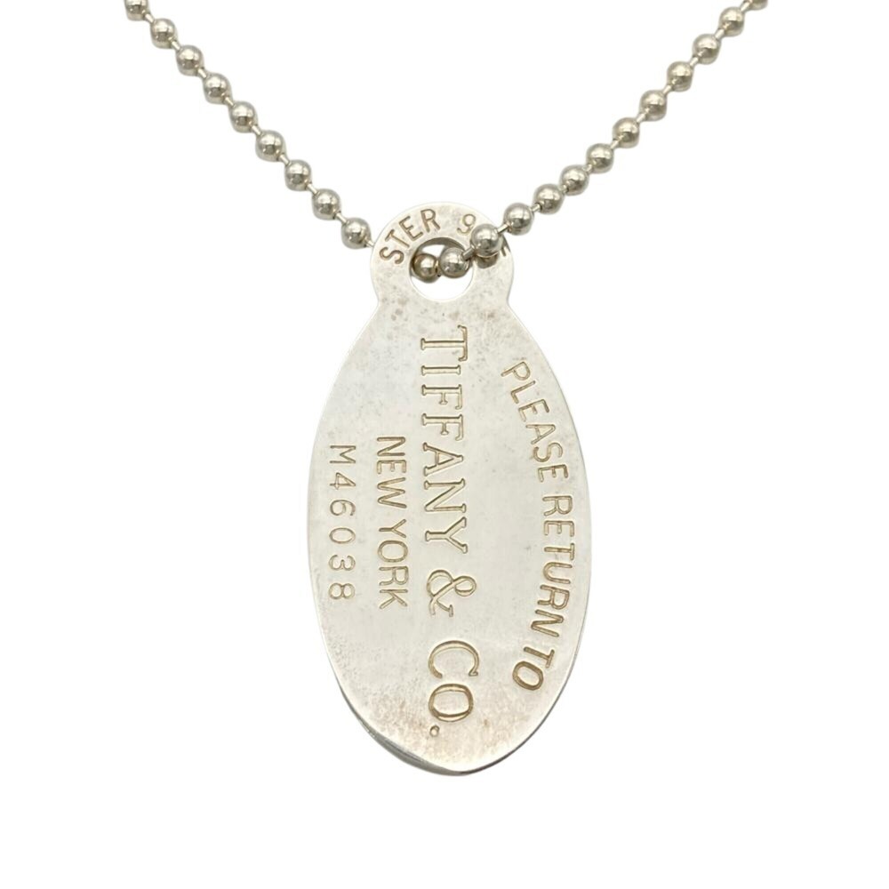 Tiffany & Co. Return to Oval Tag Long Necklace, SV925, 25.1g, Silver Ball Chain